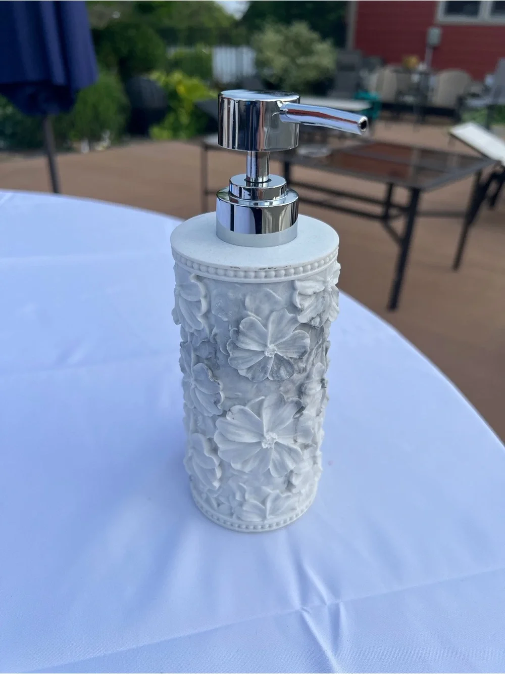 BINO White Floral Soap Dispenser Marble Look Bathroom Vanity